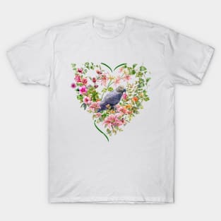 Floral Heart with Parrot T-Shirt